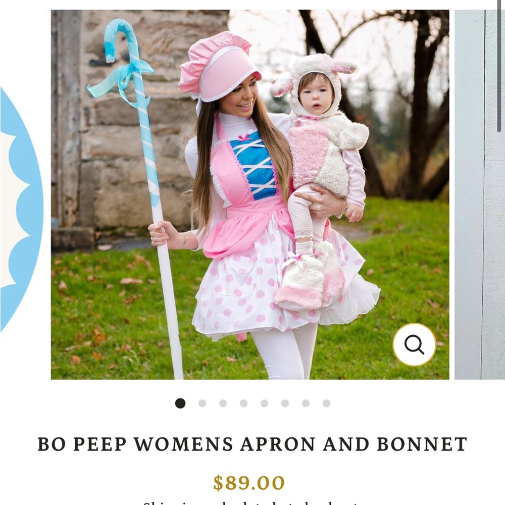 Women’s Pink Bo Peep Apron & Bonnet Costume